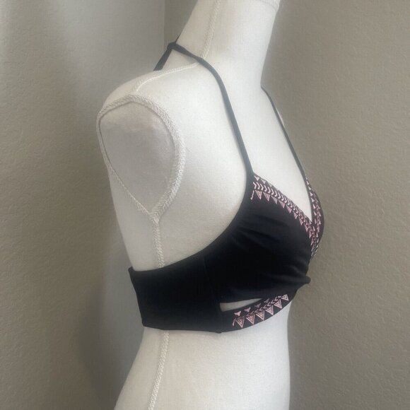 VICTORIA SECRET PINK SWIM Twist Cage Small Bikini Top Black Swimsuit Pink - Picture 3 of 9